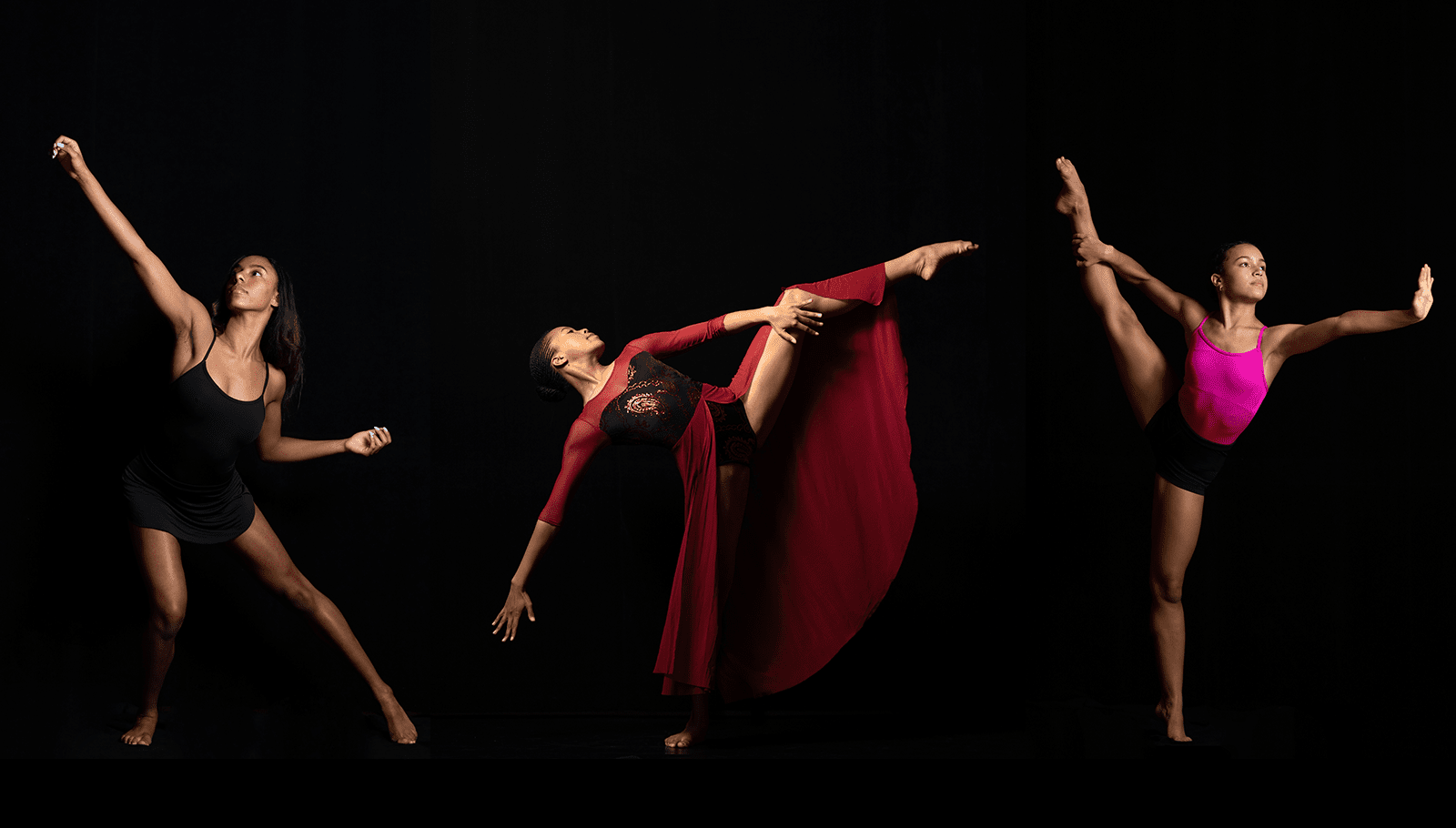 2022_NAACP_ACT-SO_Blog1 Three dancers posing against a black background