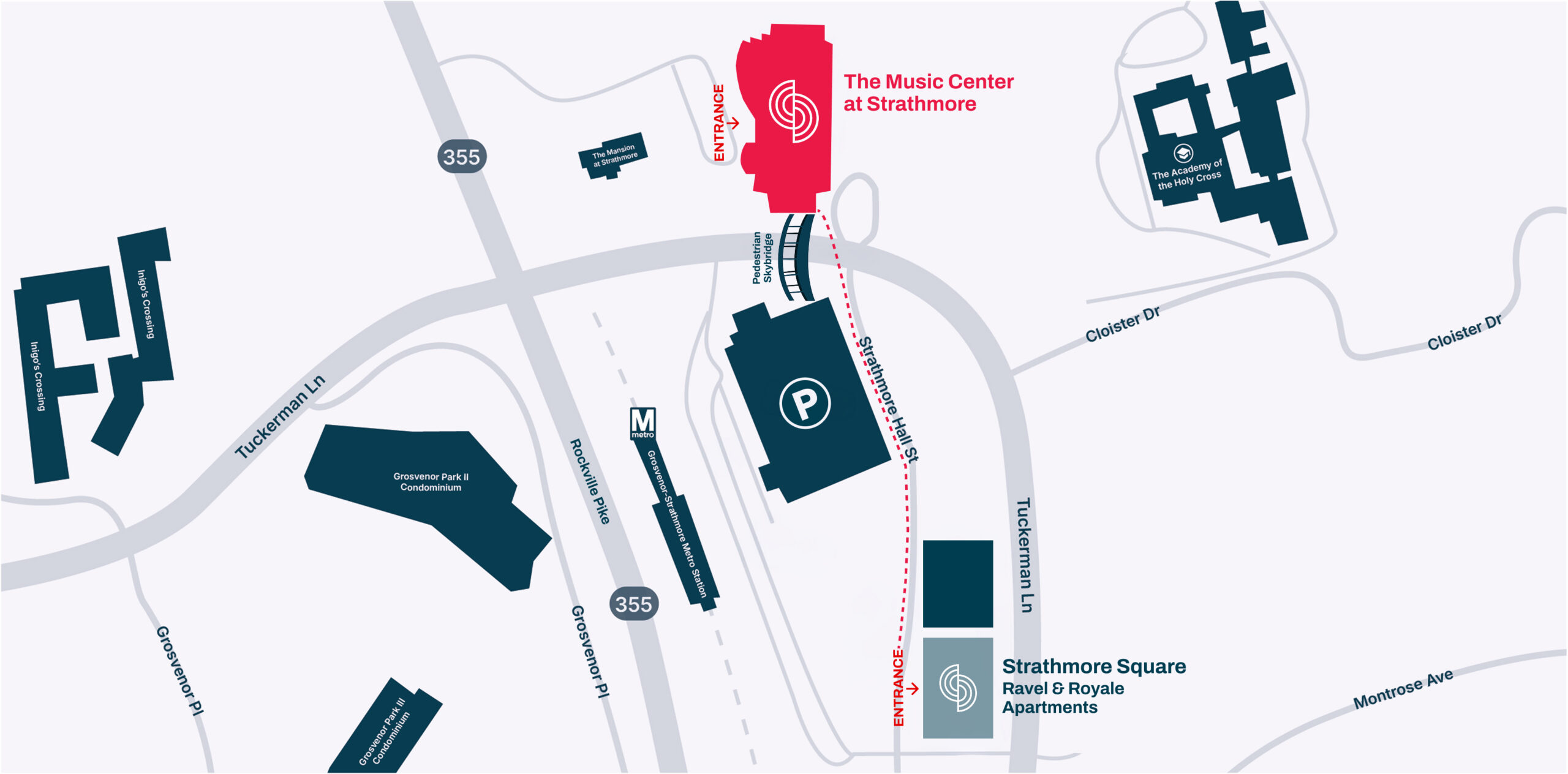 North Bethesda - Music Center at Strathmore with walking path to strathmore square