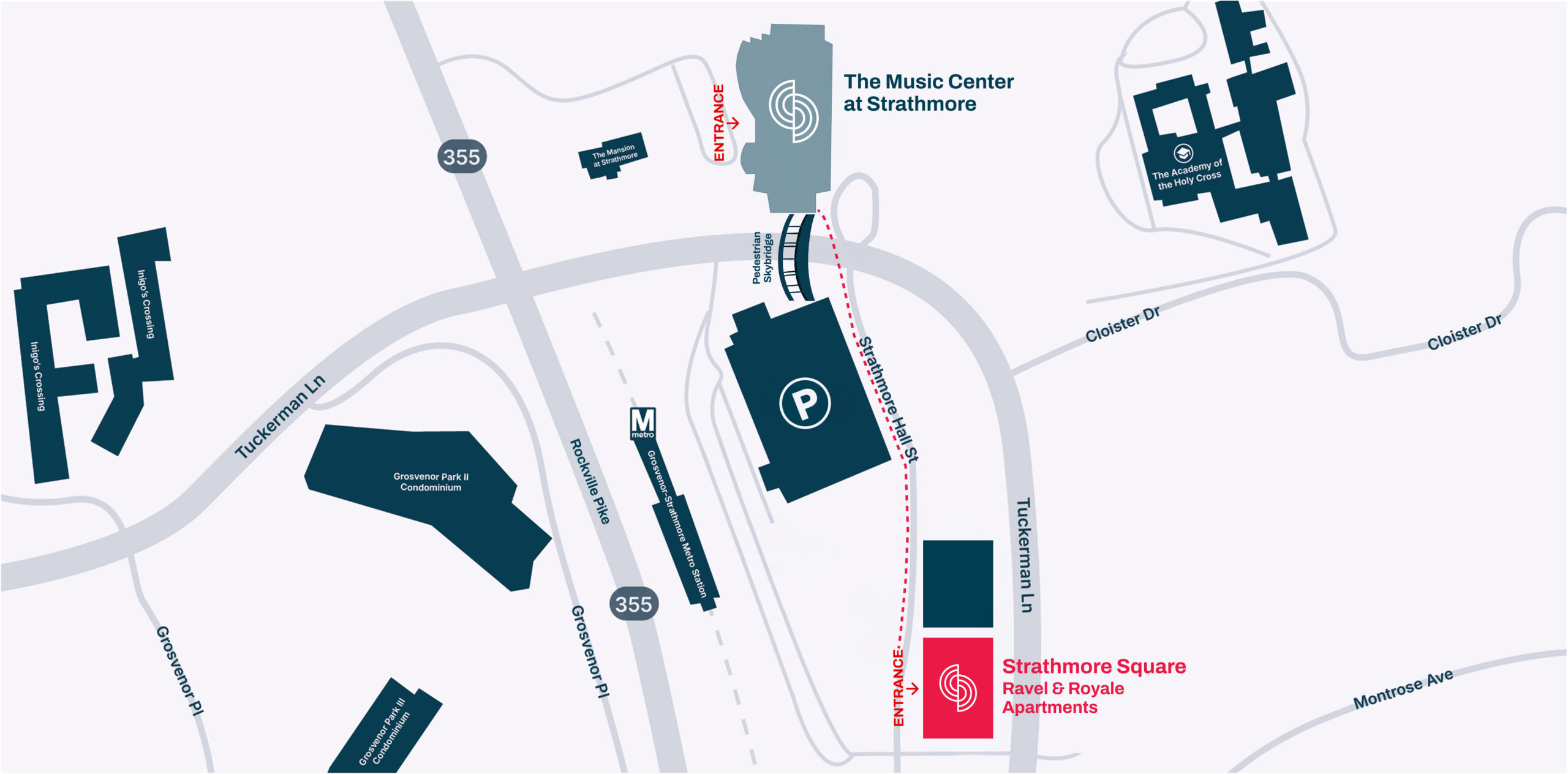 North Bethesda - Strathmore Square with walking path to music center